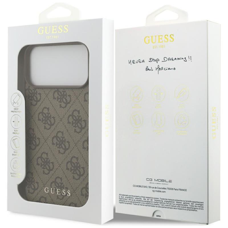 Θήκη TPU PC & Eco-Leather Guess Apple iPhone 18 Pro Max/ 17 Pro Max Hardcase Classic 4G Καφέ