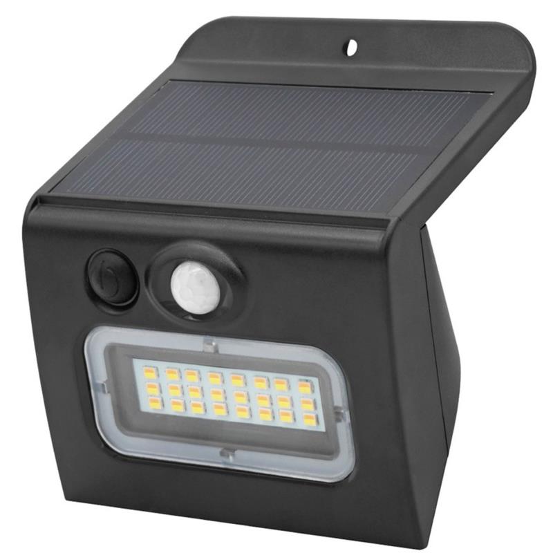 Ηλιακό Φωτιστικό Εξ. Χώρου LED GSC Egoda Bulkhead 3W 350lm CCT IP65 με Αισθητήρα Κίνησης & Νυκτός Μαύρο