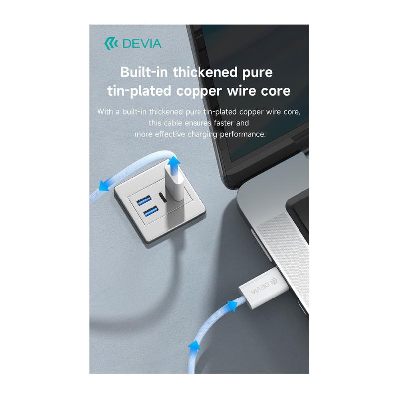 Καλώδιο Σύνδεσης USB 2.0 Devia EC325 Woven USB C σε USB C PD 60W 1m Smart Ροζ