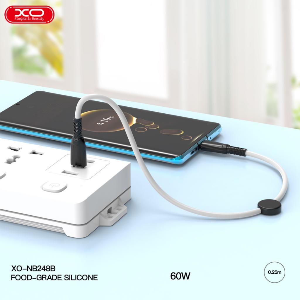 XO NB-Q248A ΚΑΛΩΔΙΟ ΦΟΡΤΙΣΗΣ SALUO SERIES SILICONE PD ΣΕ LIGHTNING, 27W, 25cm, ΛΕΥΚΟ