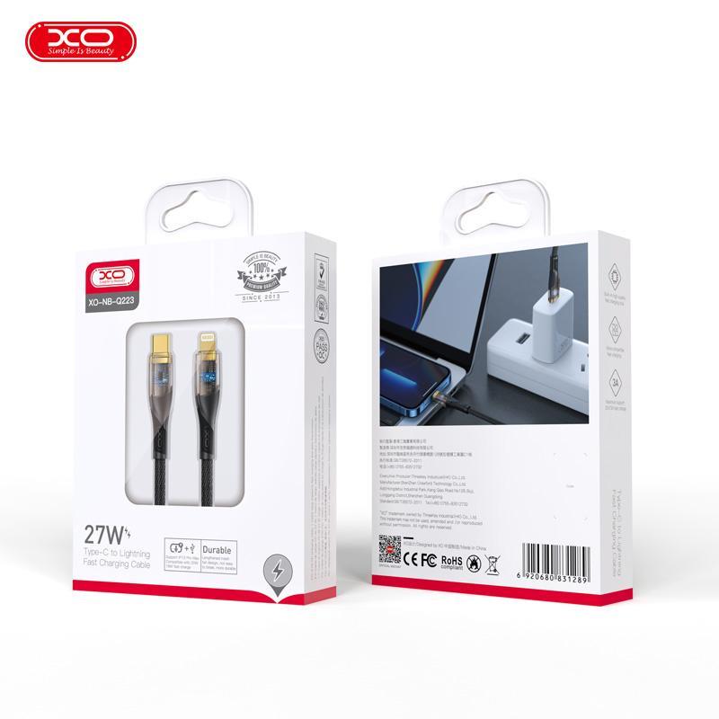 XO NB-Q223A ΚΑΛΩΔΙΟ ΦΟΡΤΙΣΗΣ TRANSPARENT GOLD PLATED SERIES PD ΣΕ LIGHTNING, 27W