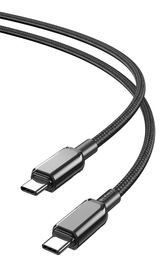 XO NB-Q250B PD 60W TYPE-C ΣΕ TYPE-C PVC SHINY COLORFUL FAST CHARGING CABLE ΜΑΥΡΟ