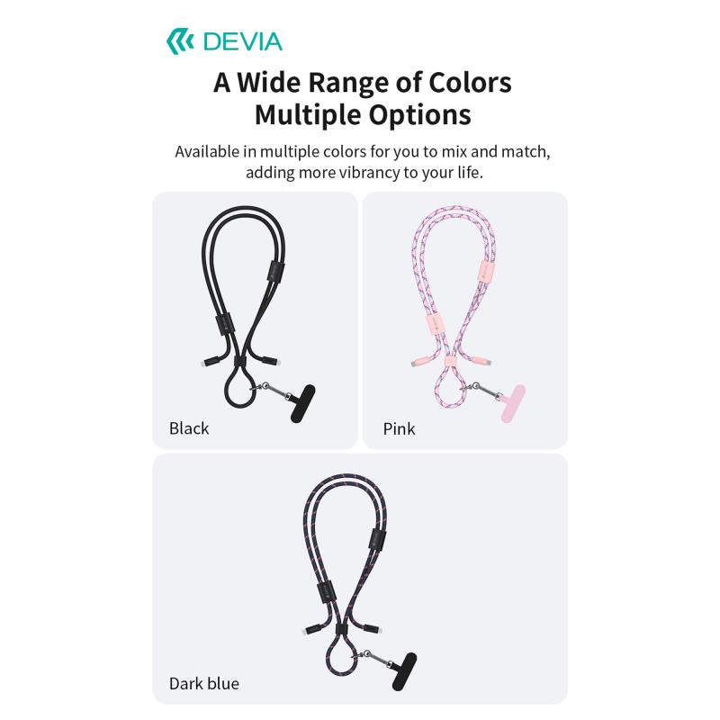 Καλώδιο Σύνδεσης USB 2.0 Woven Adjustable Lanyard Devia EC428 USB C σε USB C PD 60W 1.6m Cable Pro5 Ροζ