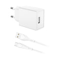 Φορτιστής Ταξιδίου inos με Έξοδο USB A 12W & USB C Καλώδιο 1m Λευκό