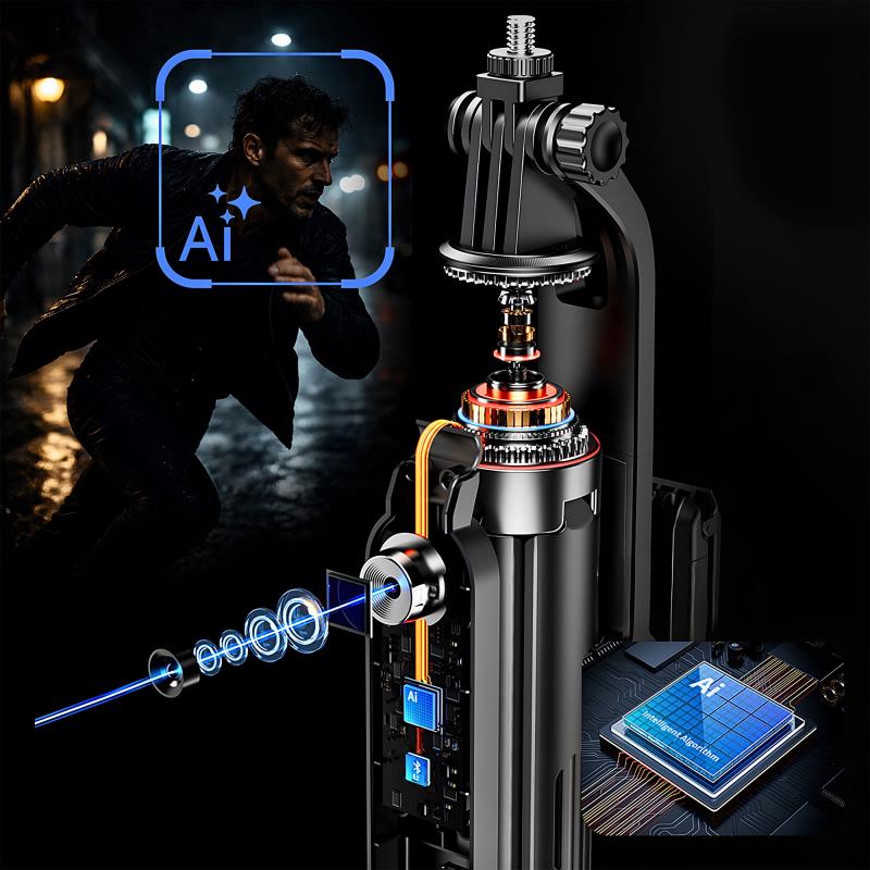 Ασύρματο Selfie Stick & Τρίποδο Blavec Q-01 με AI Face Tracking & Τηλεχειριστήριο για Smartphones Πλάτους 65mm έως 95mm Μαύρο