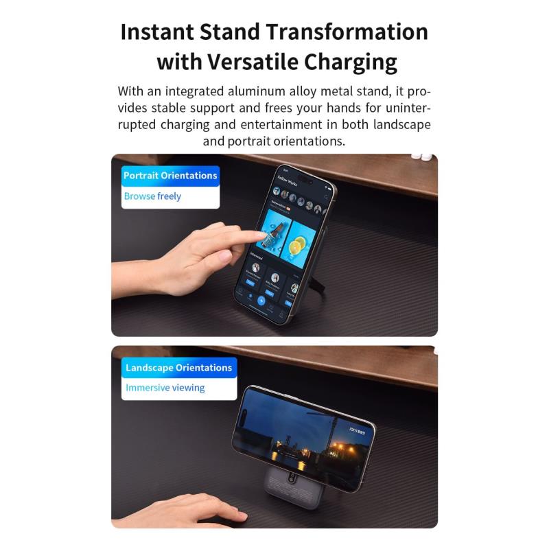 Devia EP201 22.5W 10000mAh PD Magnetic Wireless Emergency Charger with Extreme Speed Support Arm Gray
