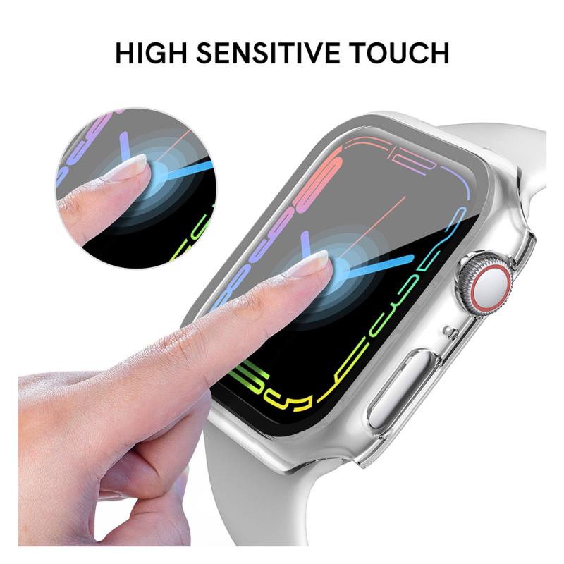 Θήκη PC με Tempered Glass Ahastyle WG65 Premium Apple Watch 7/ 8/ 9 45mm Μαύρο-Διάφανο (2 τεμ.)