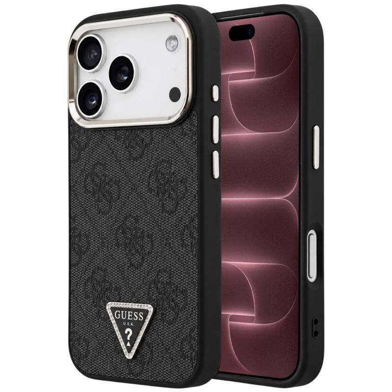 Θήκη PU & Eco-Leather Guess MagSafe Apple iPhone 18 Pro Max/ 17 Pro Max Hardcase Triangle Logo Μαύρο