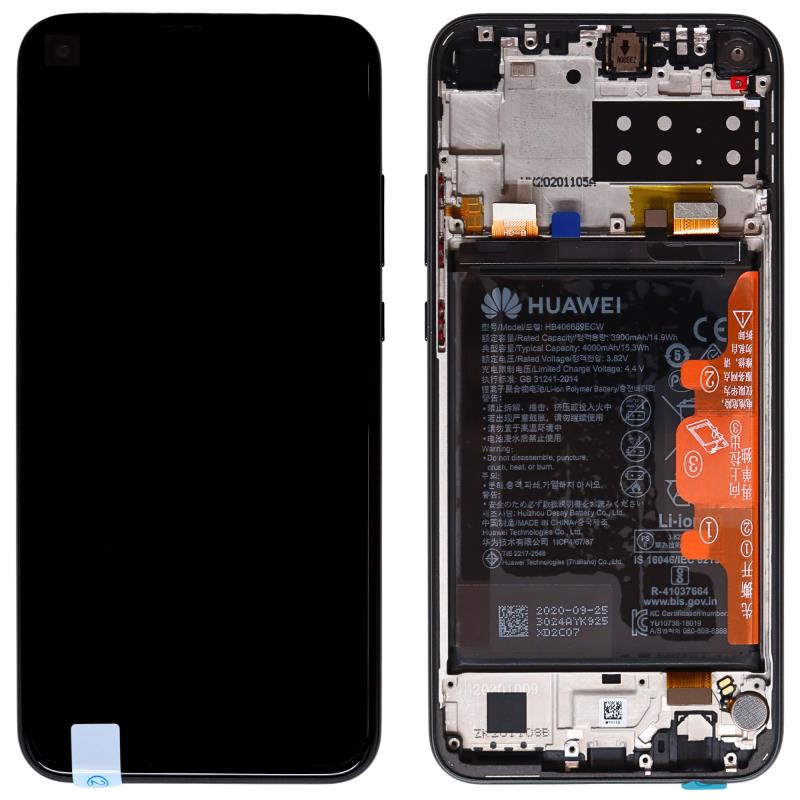 Screen with Touch Screen & Mid Frame Huawei P40 Lite E Black (Original)
