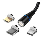 Καλώδιο Σύνδεσης USB 2.0 3 σε 1 Maxlife MXUC-03 Magnetic Nylon USB A σε Lightning & USB C & Micro USB 10W 1m Μαύρο