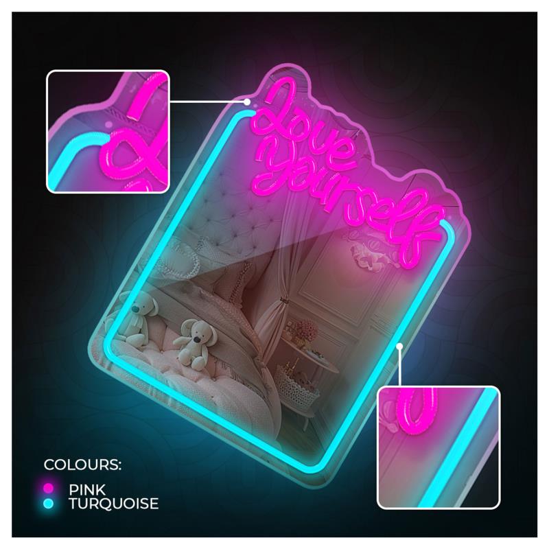 Neon LED Forever Light Καθρέπτης FMNE01 LOVE YOURSELF Μπλε-Ροζ