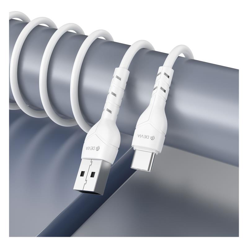 Φορτιστής Ταξιδίου Devia RLC-342 με Διπλή Έξοδο 2xUSB A 12W & Καλώδιο USB A σε USB C 1m Lite2 Λευκό