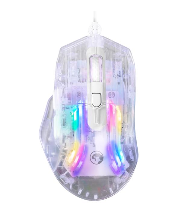 MARVO M413 ΔΙΑΦΑΝΟ GAMING ΠΟΝΤΙΚΙ, 7200DPI, RGB, ΑΘΟΡΥΒΟΙ ΔΙΑΚΟΠΤΕΣ