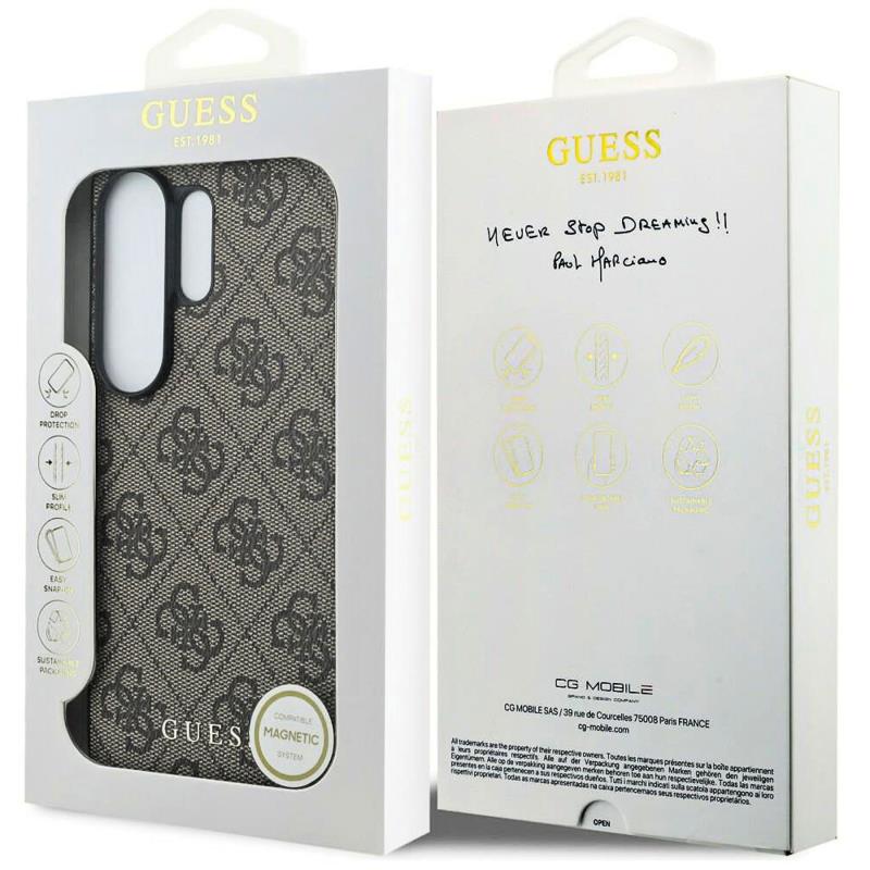 Θήκη PU Guess Samsung Galaxy S26 Ultra Hardcase Classic Logo Charm 4G Καφέ