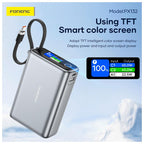 Φορτιστής Ανάγκης Foneng PX132 65W 20000mAh με Έγχρωμη Οθόνη Σκούρο Γκρι