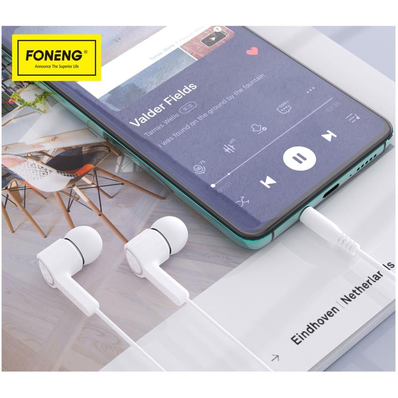 Hands Free Stereo Foneng TP57 3.5mm Λευκό