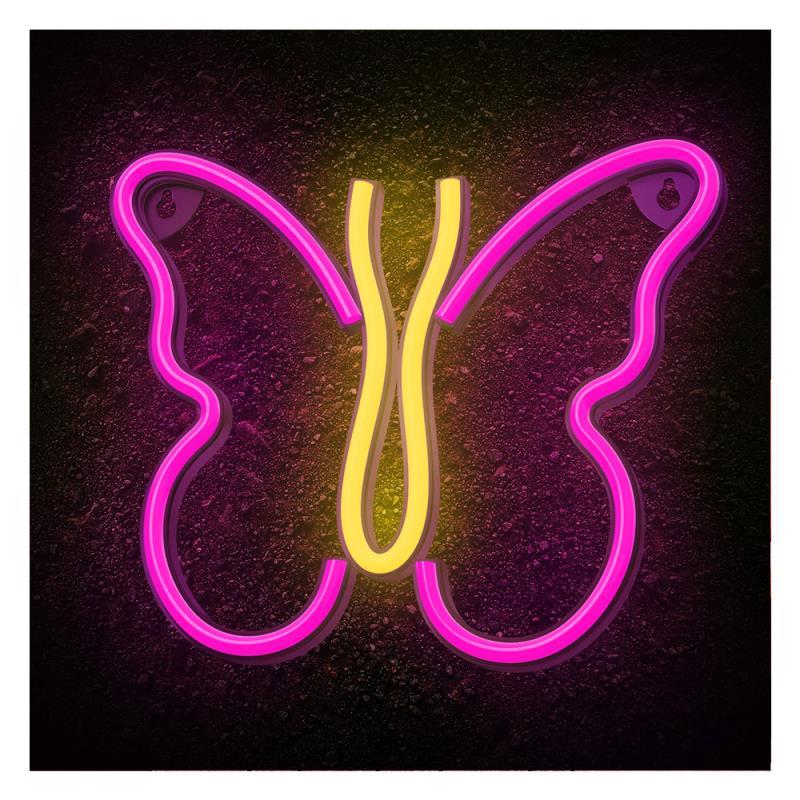 Neon LED Neolia NNE03 BUTTERFLY (USB & On/Off) Ροζ - Κίτρινο