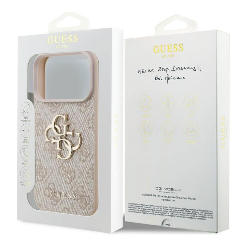 Θήκη PU Guess Apple iPhone 17 Pro Hardcase Big Logo 4G Ροζ