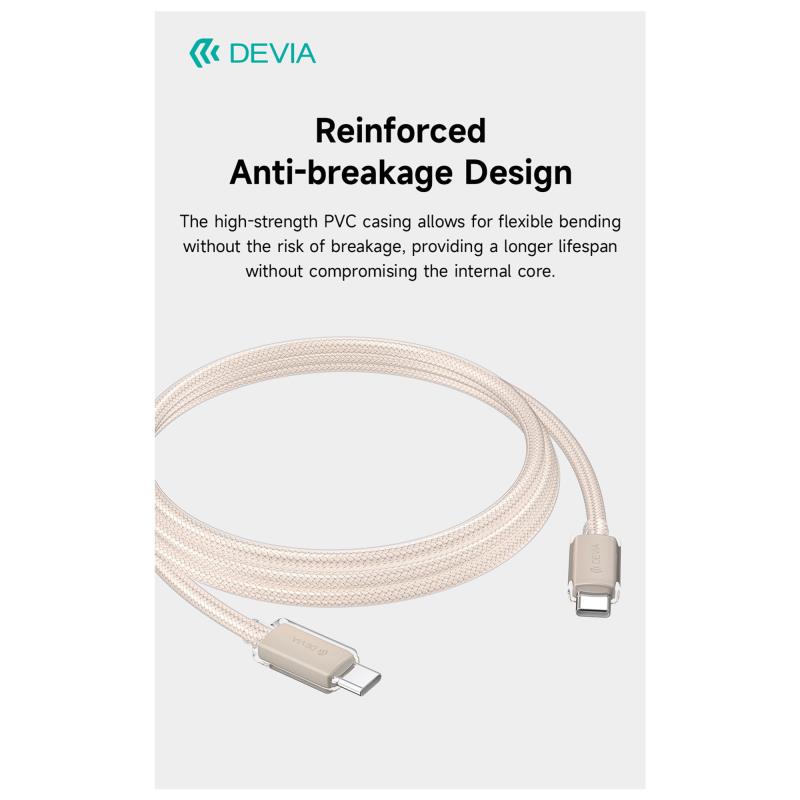 Καλώδιο Σύνδεσης USB 2.0 Devia EC688 Woven USB C σε USB C PD 60W 1.5m Extreme Χρυσό