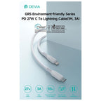 Καλώδιο Σύνδεσης USB 2.0 Enviroment-Friendly Devia EC635 USB C σε Lightning PD 27W 1m GRS Λευκό