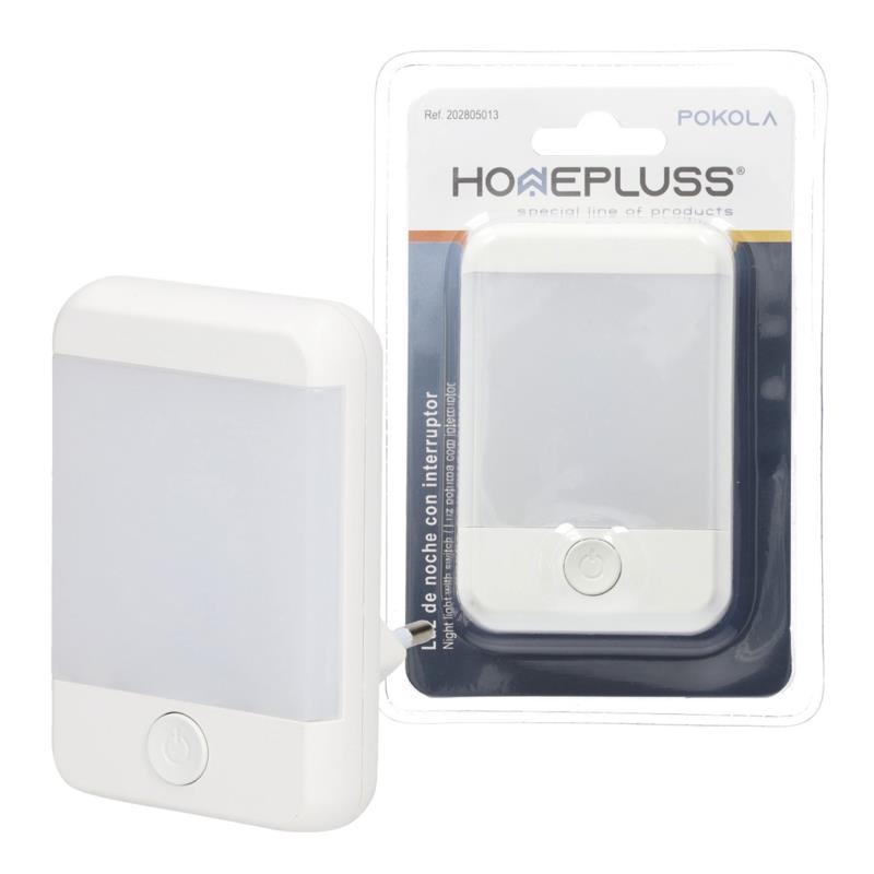 Φωτάκι Νυκτός LED Homepluss Pokola με Κουμπί On/Off 1W Λευκό