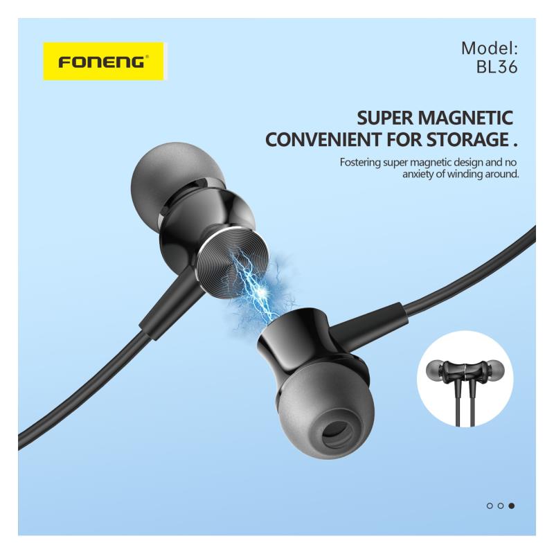 Στερεοφωνικό Ακουστικό Bluetooth Foneng BL36 Deep Bass Neckband Μαύρο