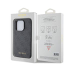 Θήκη PU Guess Apple iPhone 15 Pro Hardcase Metal Gold Logo 4G Γκρι