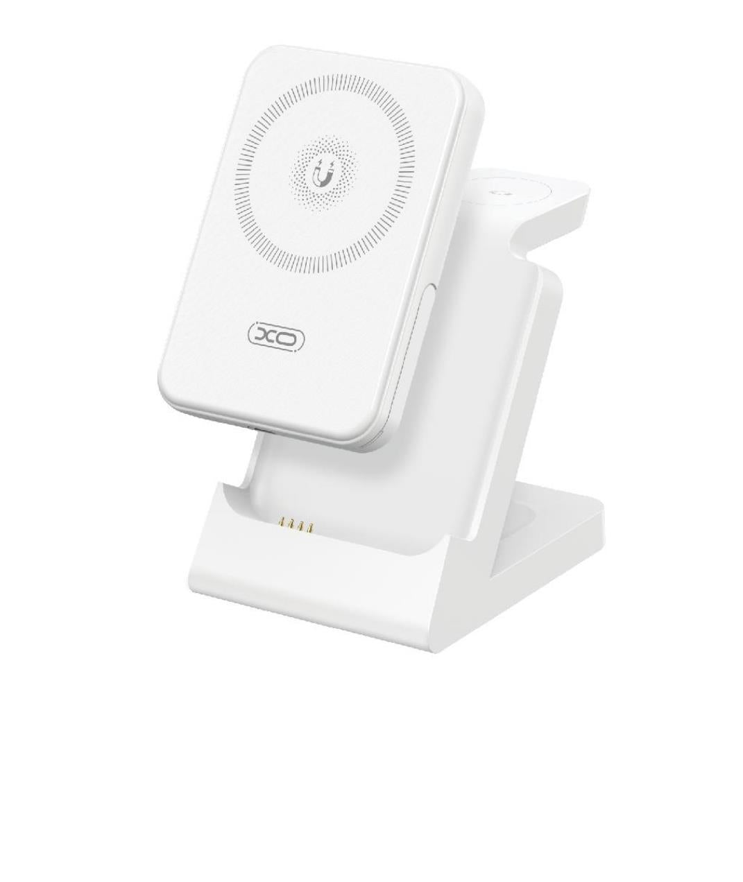 XO CX033 WIRELESS DOCKING STATION, ΑΠΟΣΠΩΜΕΝΟ POWERBANK, 5000MAH, 20W, 3 ΣΕ 1,  ΛΕΥΚΟ