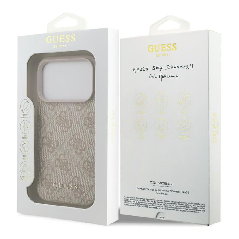 Θήκη PU Guess Apple iPhone 17 Pro Hardcase Classic 4G Ροζ