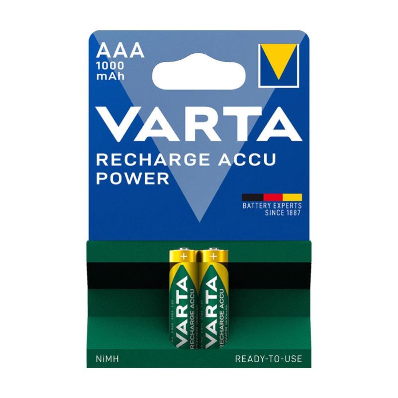 Μπαταρία Επαναφορτιζόμενη Varta AAA 1000mAh NiMH 1.2V Ready2Use Plastic Free (2 τεμ.)
