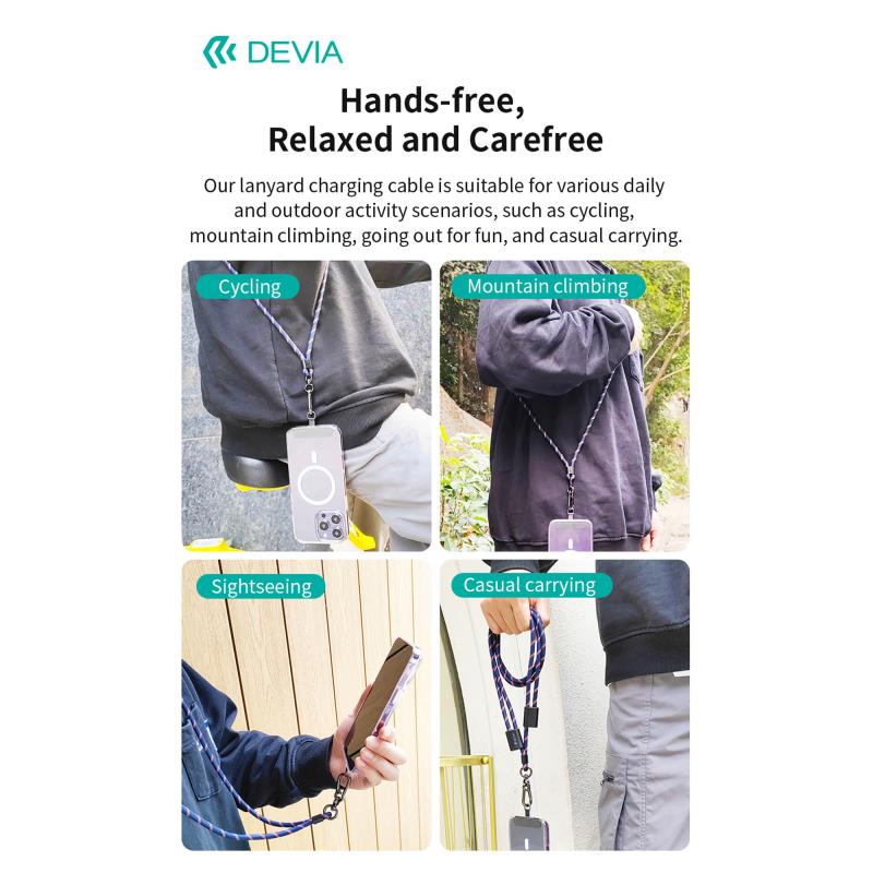 Καλώδιο Σύνδεσης USB 2.0 Woven Adjustable Lanyard Devia EC429 USB C σε Lightning PD 27W 1.6m Cable Pro5 Μαύρο