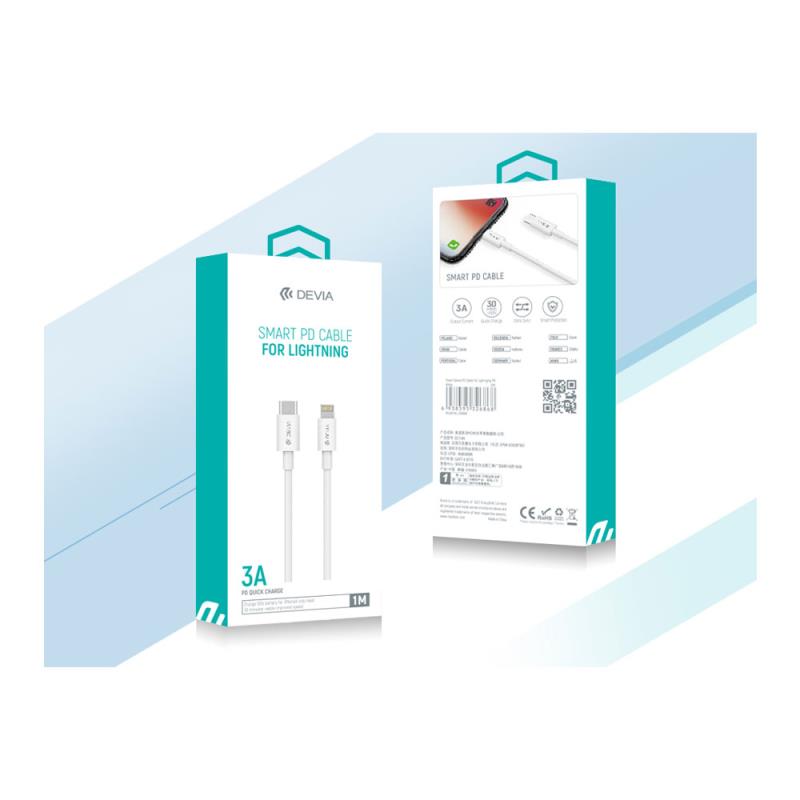 Καλώδιο Σύνδεσης USB 2.0 Devia EC146 USB C σε Lightning PD 20W 1m Smart Λευκό