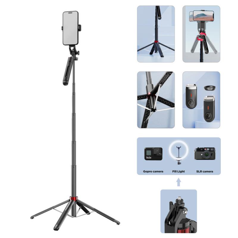 Ασύρματο Selfie Stick & Τρίποδο Blavec Fusion P09 Aluminium με Τηλεχειριστήριο για Smartphones Μαύρο