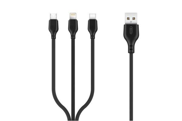XO NB103 ΚΑΛΩΔΙΟ 2.0A 3 IN 1, ΜΑΥΡΟ