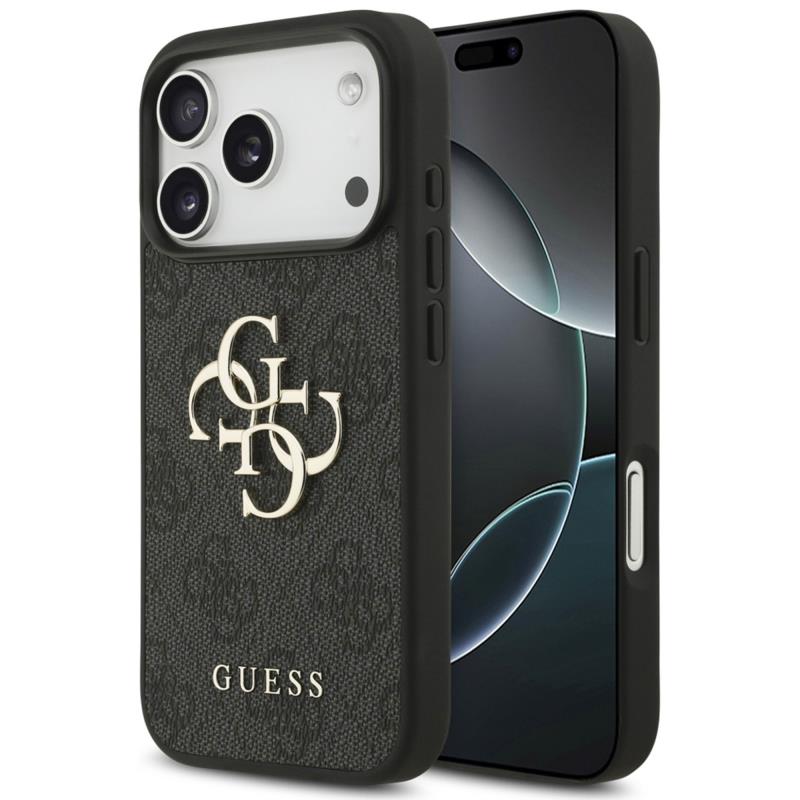 Θήκη PU Guess Apple iPhone 17 Pro Hardcase Big Logo 4G Μαύρο