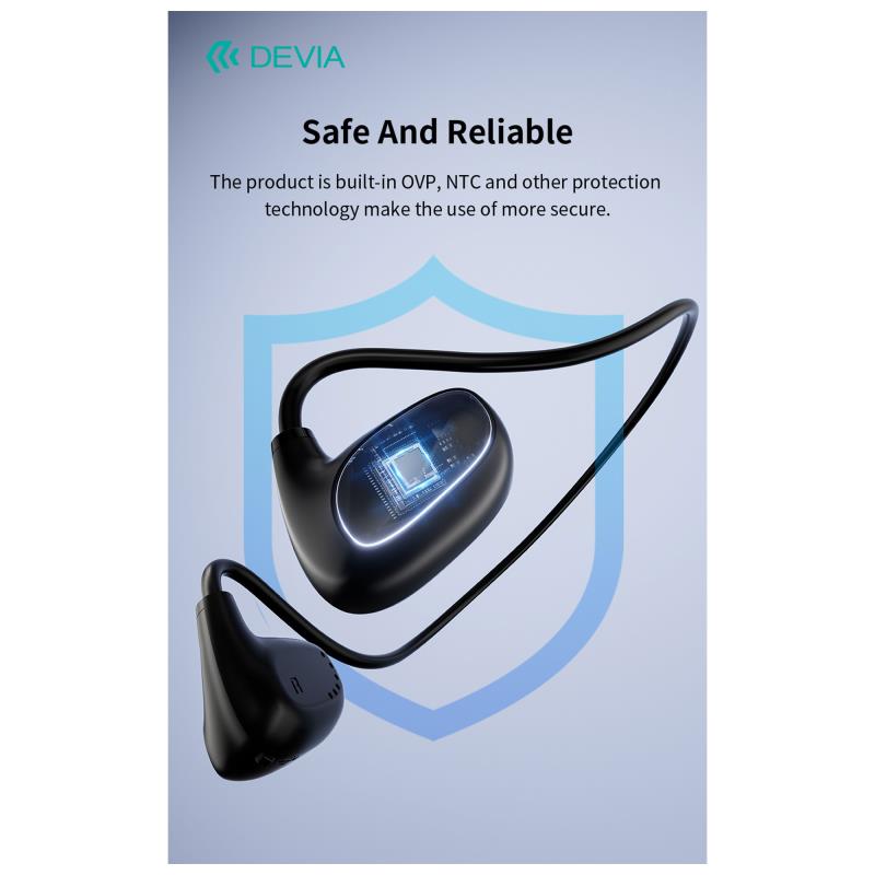Στερεοφωνικό Ακουστικό Bluetooth Devia EM204 Air Conduction Lite1 Neckband Μαύρο