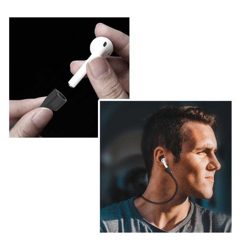Strap Λαιμού Σιλικόνης AhaStyle PT74 Apple AirPods Magnetic Μαύρο