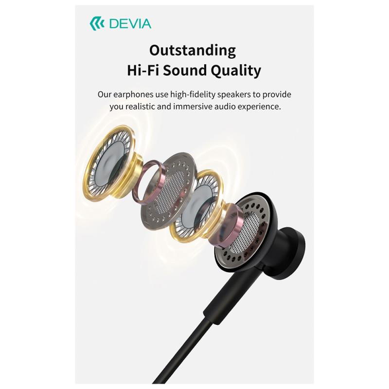 Hands Free Stereo Devia EM113 M2 Metal USB C Smart Ασημί