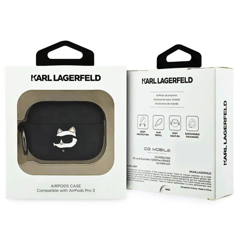 Θήκη Σιλικόνης Karl Lagerfeld Apple AirPods Pro 3 (2025) Choupette Head 3D Μαύρο