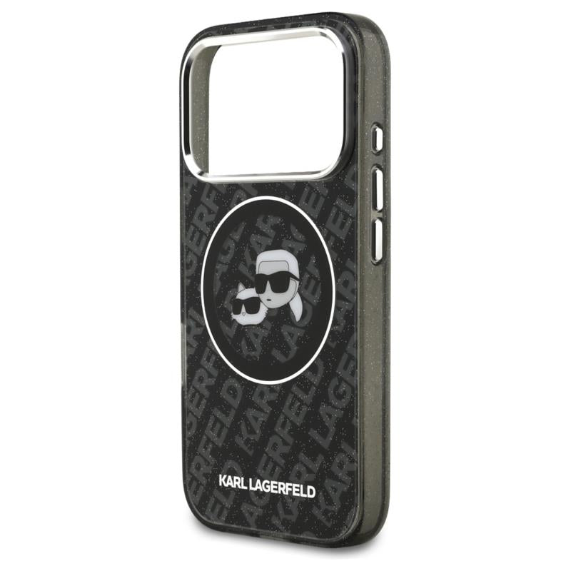 Θήκη Σιλικόνης Karl Lagerfeld Magsafe Apple iPhone 17 Pro Glitter Karl & Choupette Heads Μαύρο
