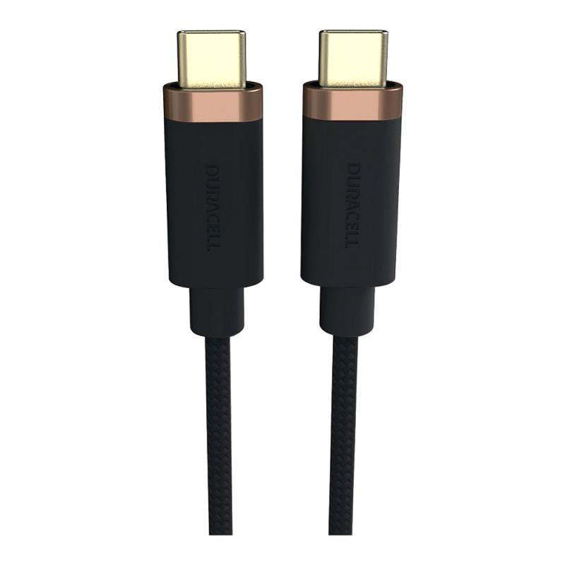 Καλώδιο Σύνδεσης USB 3.2 Duracell Braided Kevlar USB C σε USB C 63W 2m Μαύρο