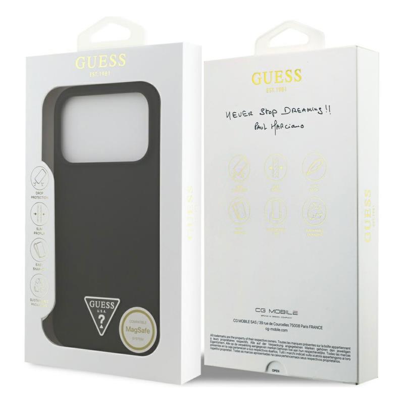 Θήκη Σιλικόνης Guess MagSafe Apple iPhone 17 Pro Max Triangle Logo Μαύρο