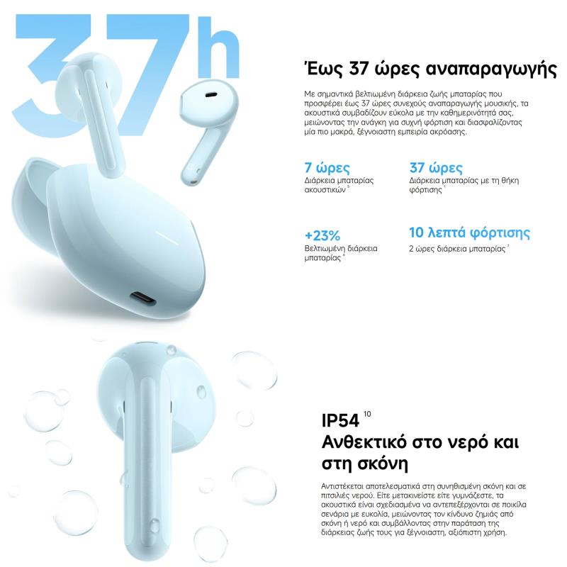 True Wireless Ακουστικά Bluetooth Xiaomi Redmi Buds 8 Active Μπλε