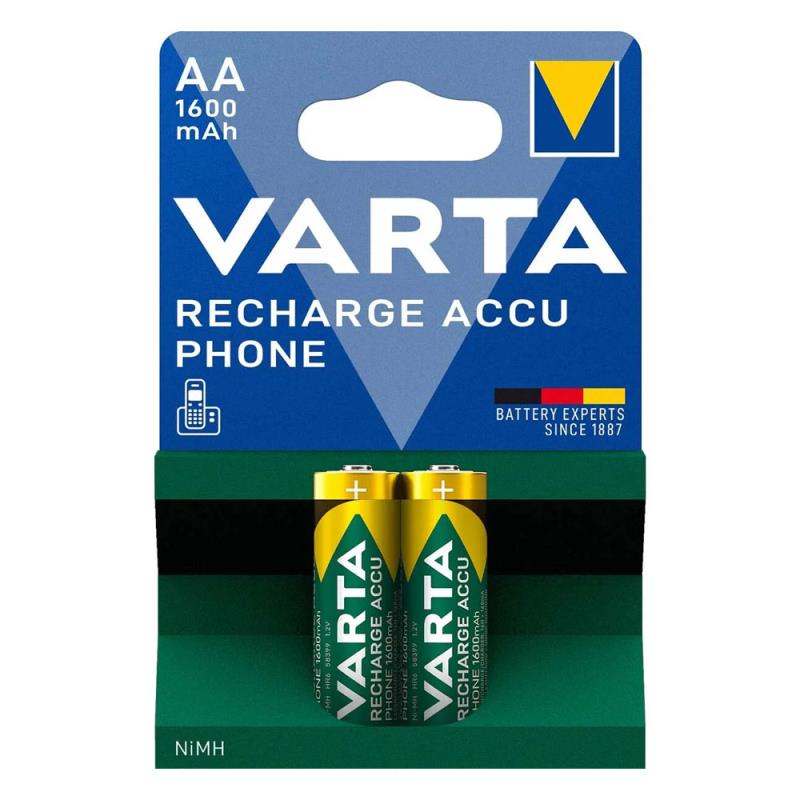 Μπαταρία Επαναφορτιζόμενη Varta AA 1600mAh NiMH Phone Power (2 τεμ.)