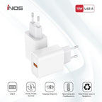 Φορτιστής Ταξιδίου inos με Έξοδο USB A 18W Λευκό