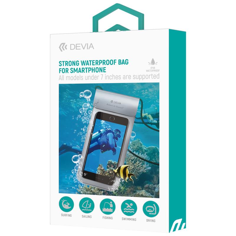 Waterproof Θήκη Devia EL158 Strong για Smartphones έως 6.9" Ασημί