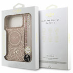 Θήκη PU/ Silicon Guess Magsafe Apple iPhone 18 Pro Max/ 17 Pro Max IML Flowers με Pearl Strap Ροζ
