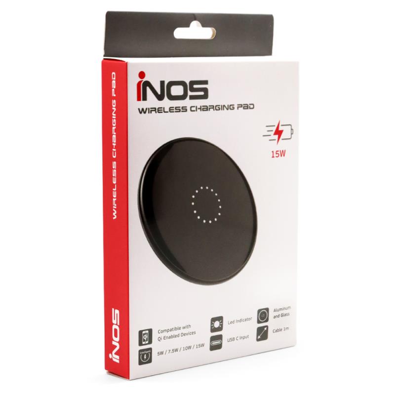 Wireless Qi Fast Charging Base inos Black 15W
