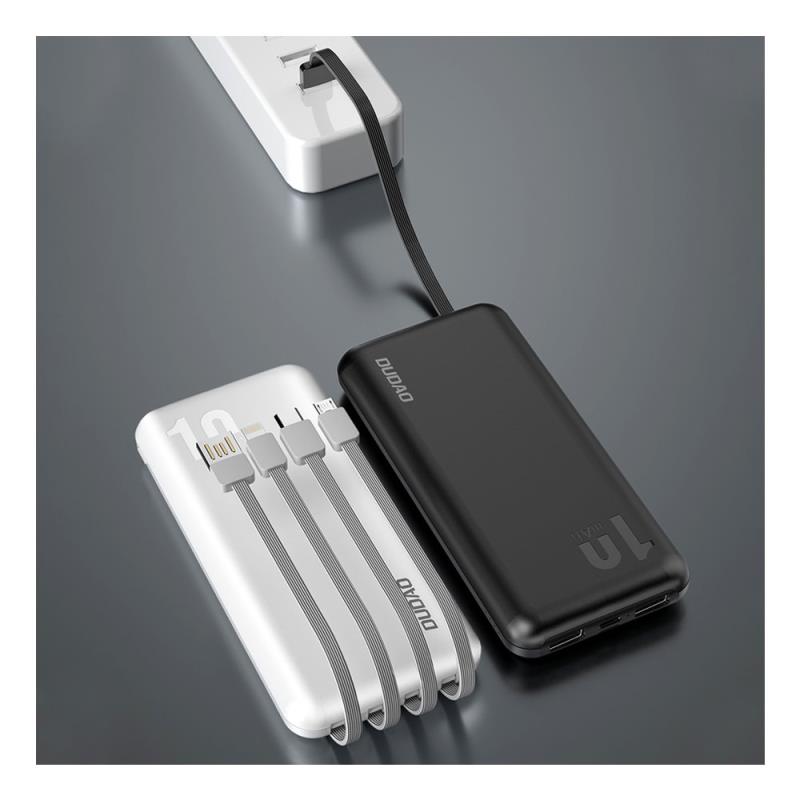 Φορτιστής Ανάγκης Dudao K6Pro 15W 10000mAh με 4 Ενσωματωμένα Καλώδια Μαύρο