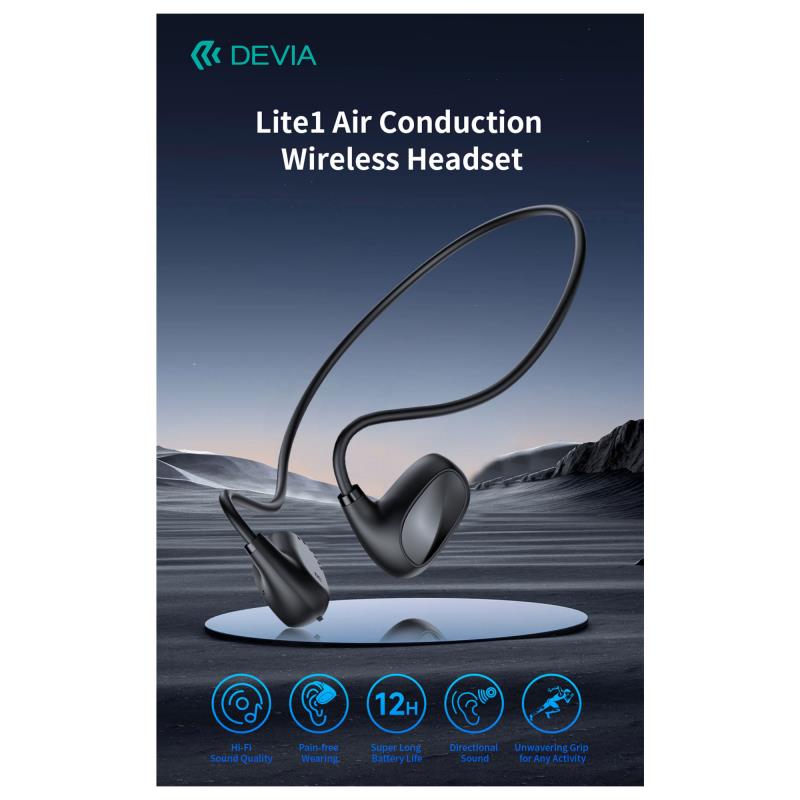 Στερεοφωνικό Ακουστικό Bluetooth Devia EM204 Air Conduction Lite1 Neckband Μαύρο